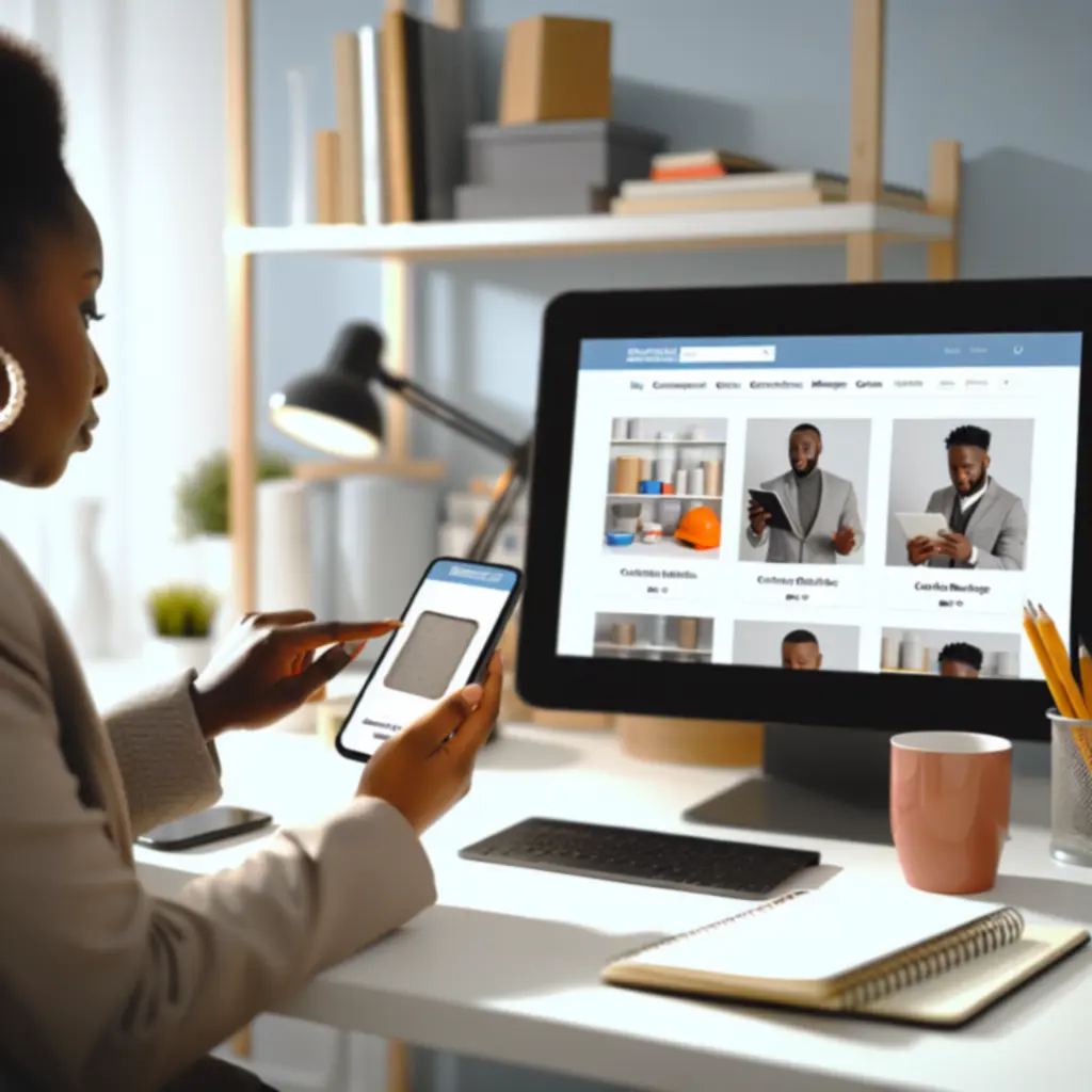 Widok sklepu z materiałami budowlanymi na urządzeniach mobilnych