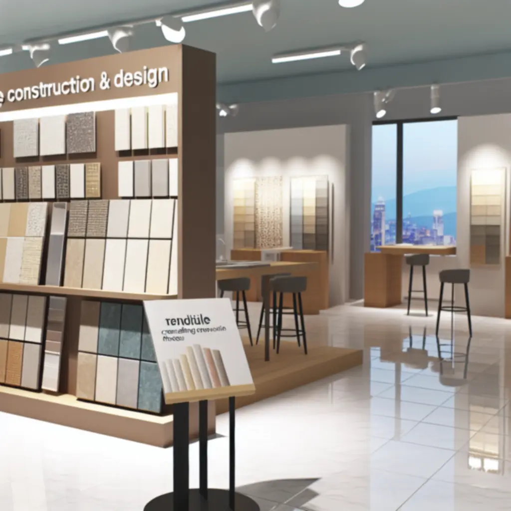 Kolekcja nowoczesnych materiałów wykończeniowych w industrialnej aranżacji.