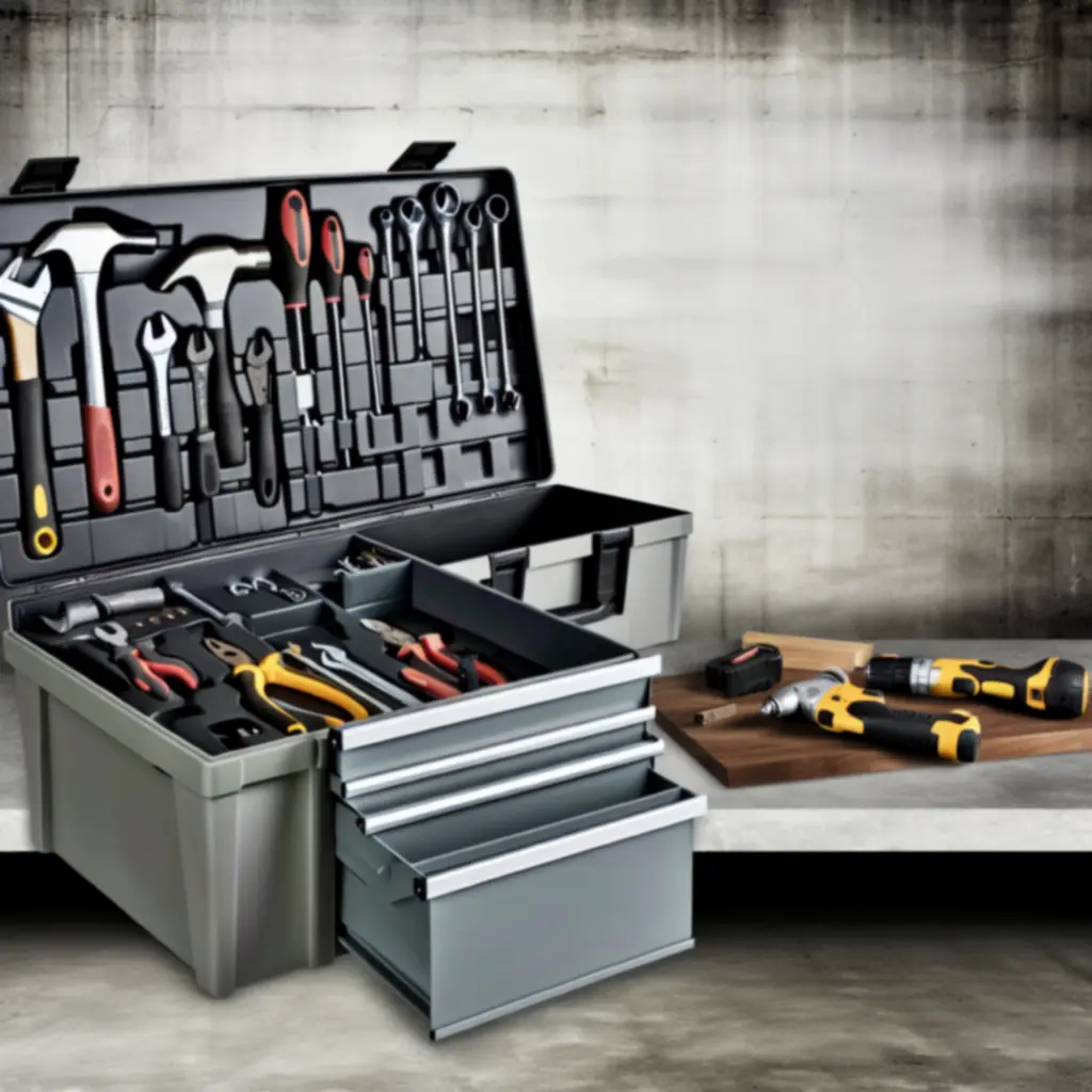 Zestaw narzędzi i akcesoriów do prac budowlanych